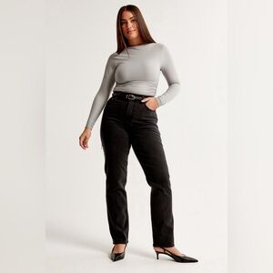 Abercrombie & Fitch Ultra High Rise 90s Straight Jean Size 6 Long Black